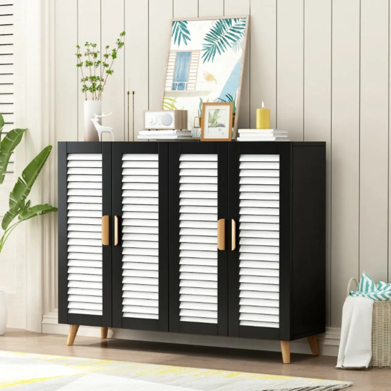 Modern Wooden Ventilated Storage Cabinet with Straight Legs Image - 2 | homeyfad