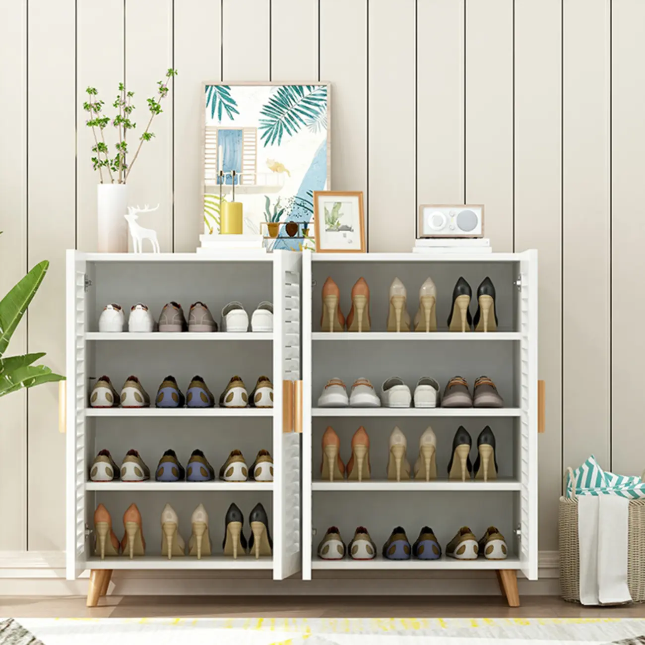 Modern Wooden Ventilated Storage Cabinet with Straight Legs Image - 3 | homeyfad