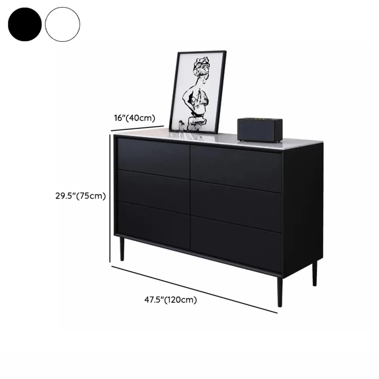 6" Modern Black Accent Cabinet for Bedroom & Living Room Image - 16 | homeyfad