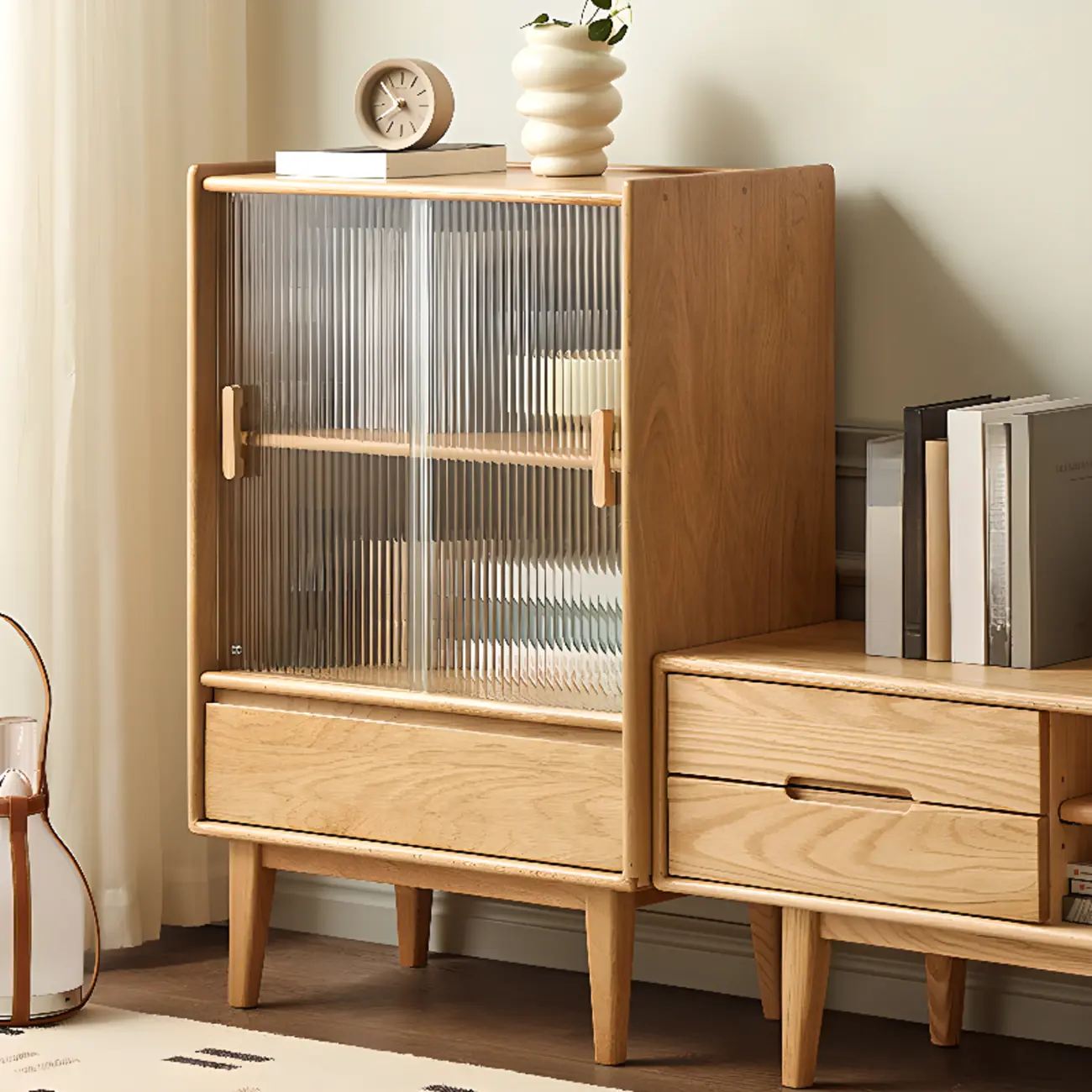 Scandinavian Solid Oak Storage Cabinet with Straight Legs Image - 2 | homeyfad