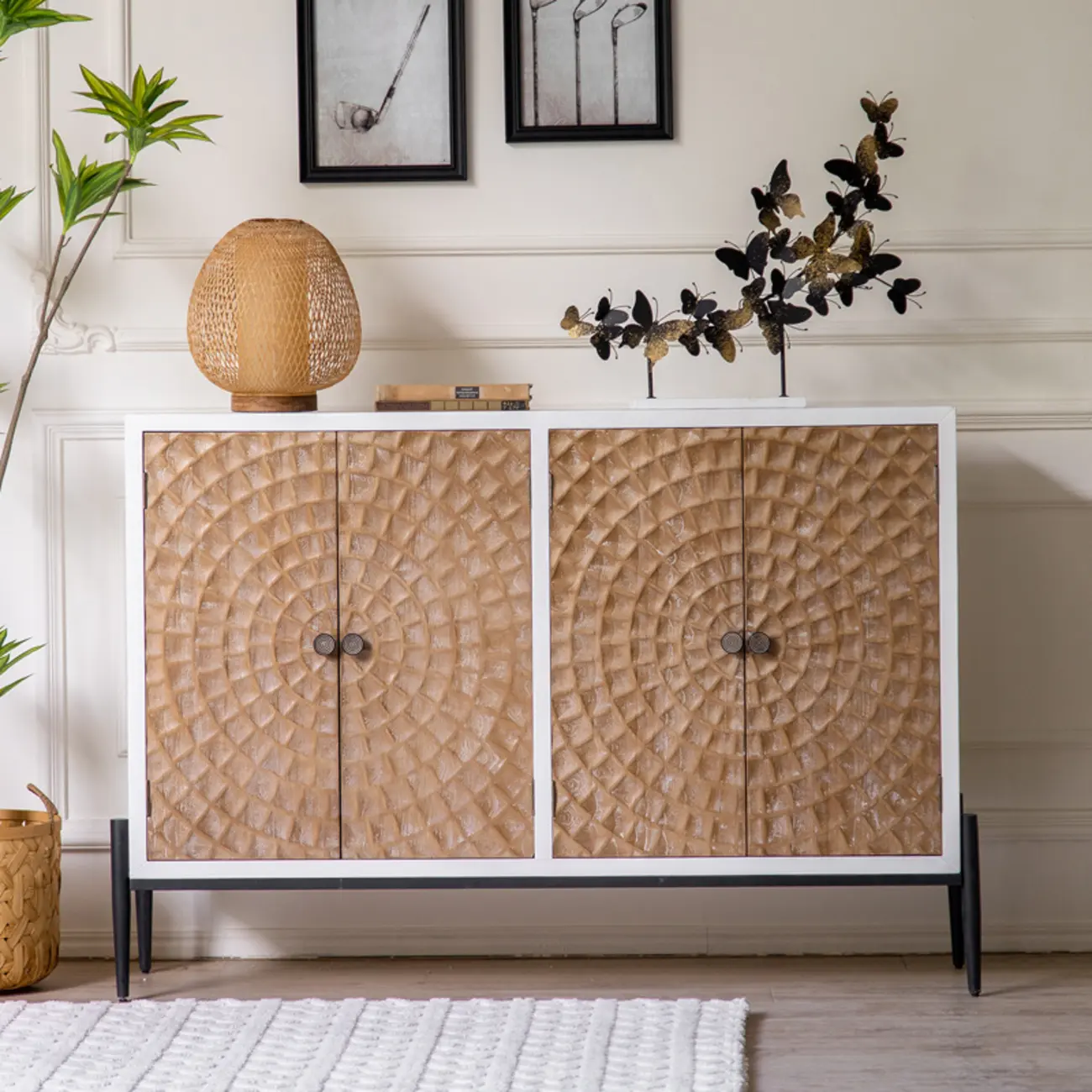 Rustic Freestanding Cabinet with Large Capacity & Iron Base Image - 1 | homeyfad