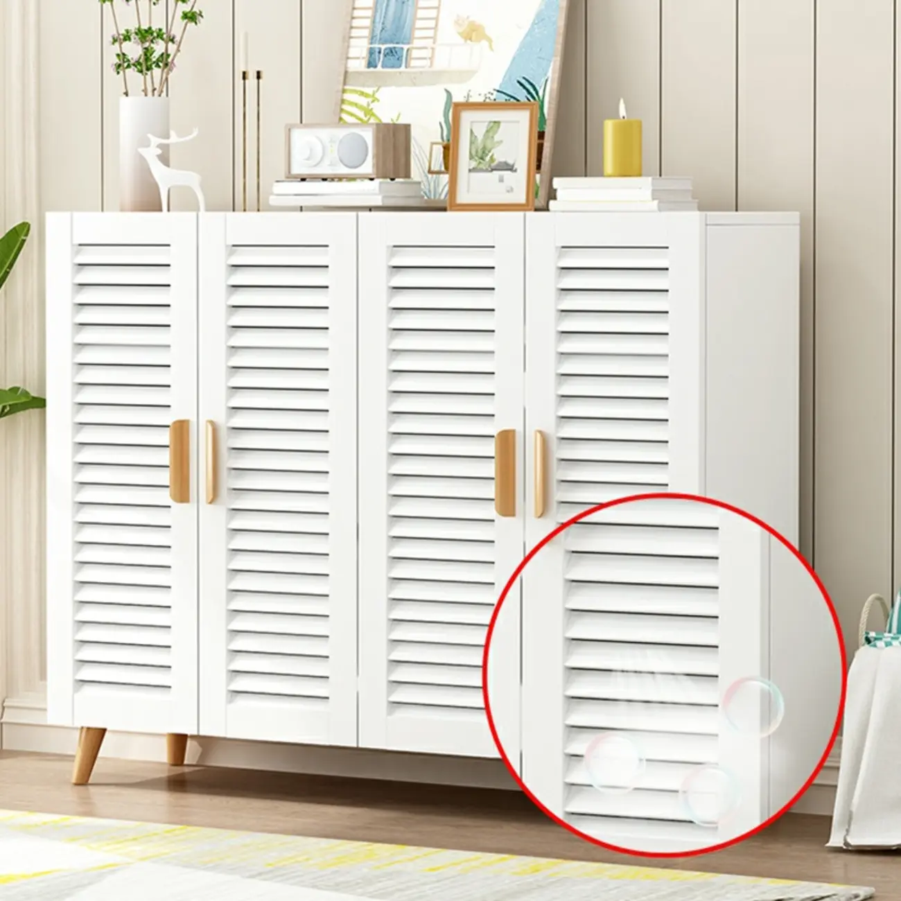 Modern Wooden Ventilated Storage Cabinet with Straight Legs Image - 4 | homeyfad