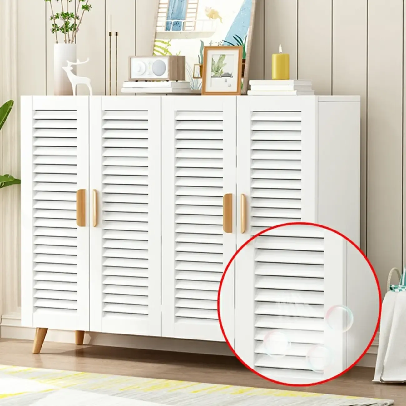 Modern Wooden Ventilated Storage Cabinet with Straight Legs Image - 4