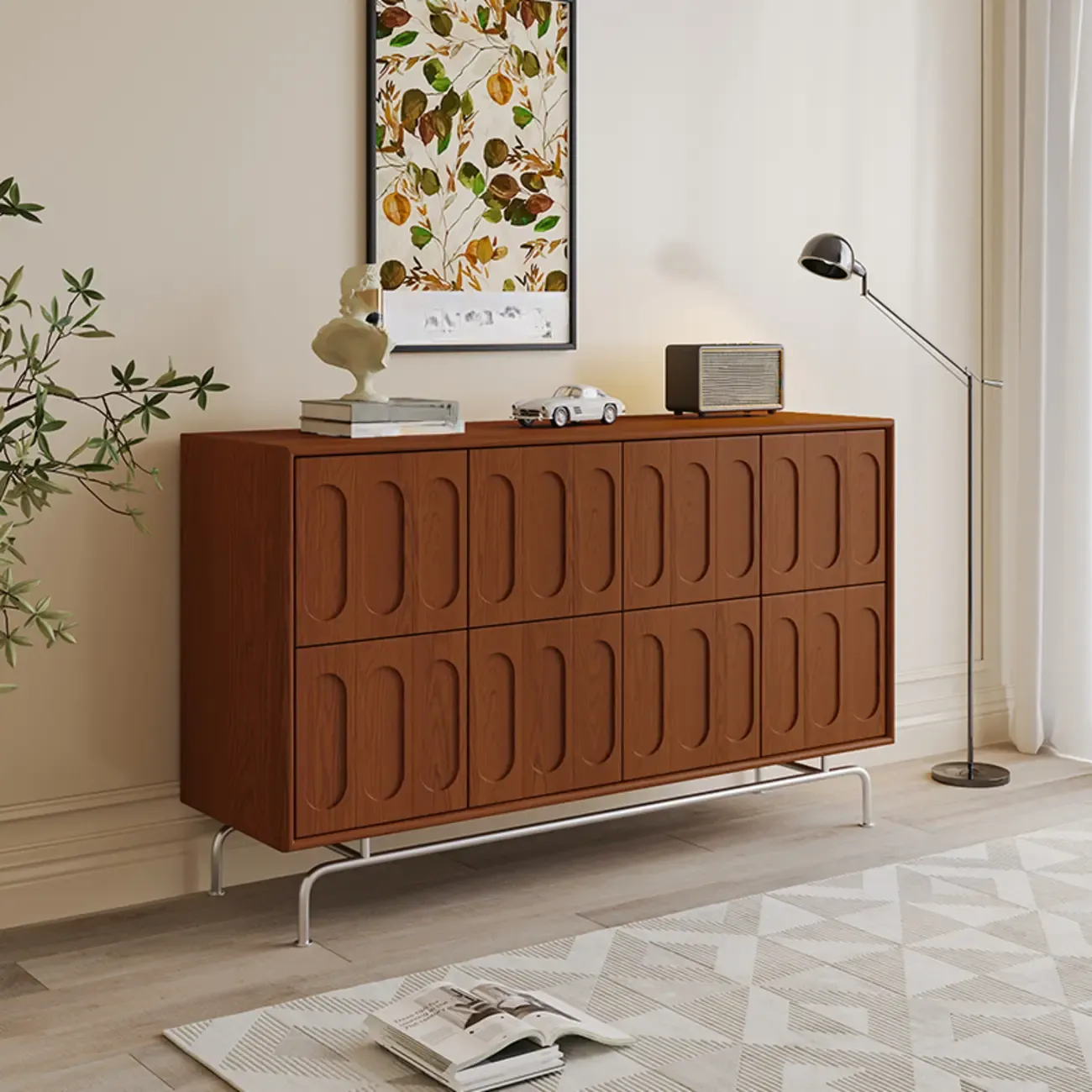 35.5" Modern Pine Black Storage Cabinet for Living Room  Image - 2