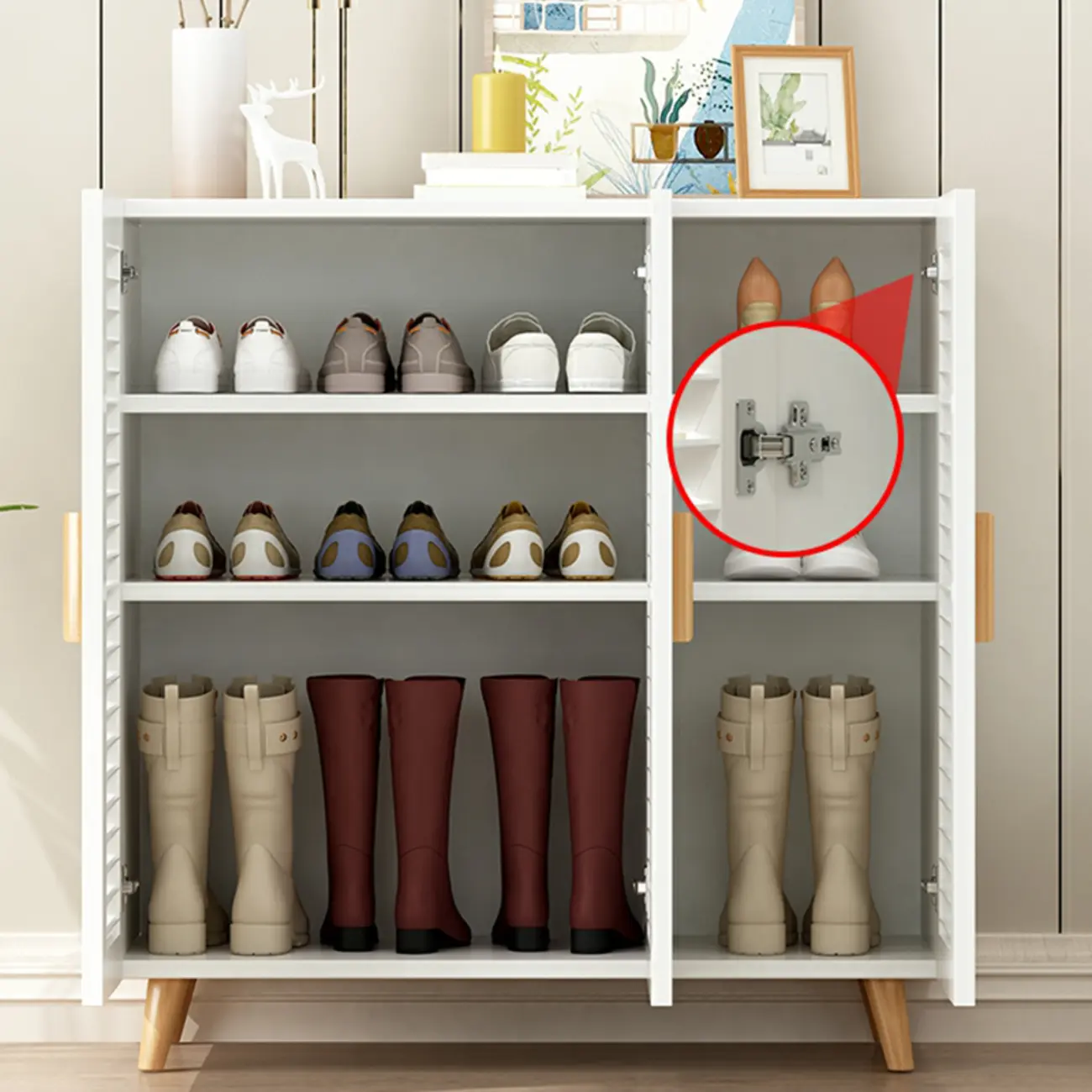 Modern Wooden Ventilated Storage Cabinet with Straight Legs Image - 5 | homeyfad
