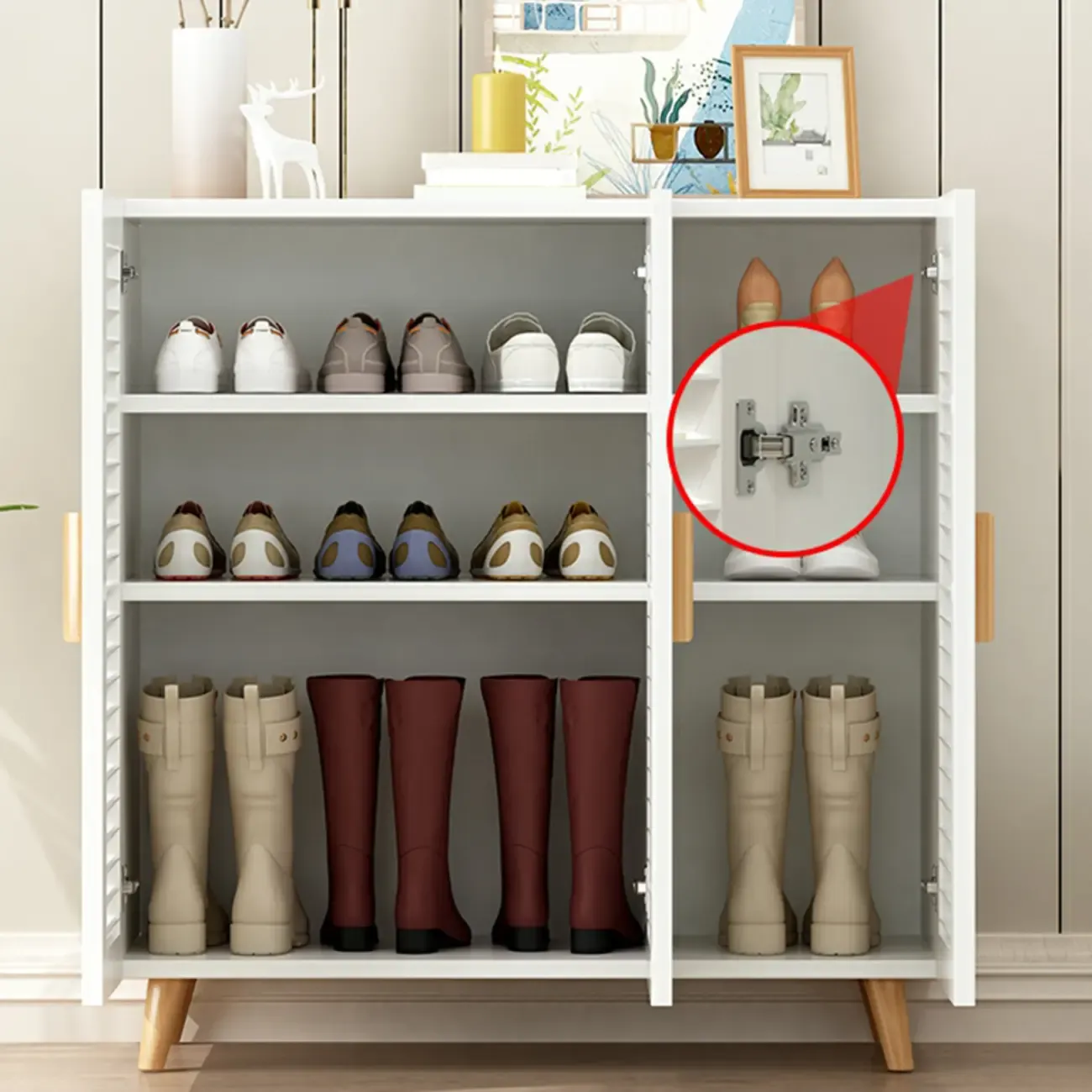 Modern Wooden Ventilated Storage Cabinet with Straight Legs Image - 5