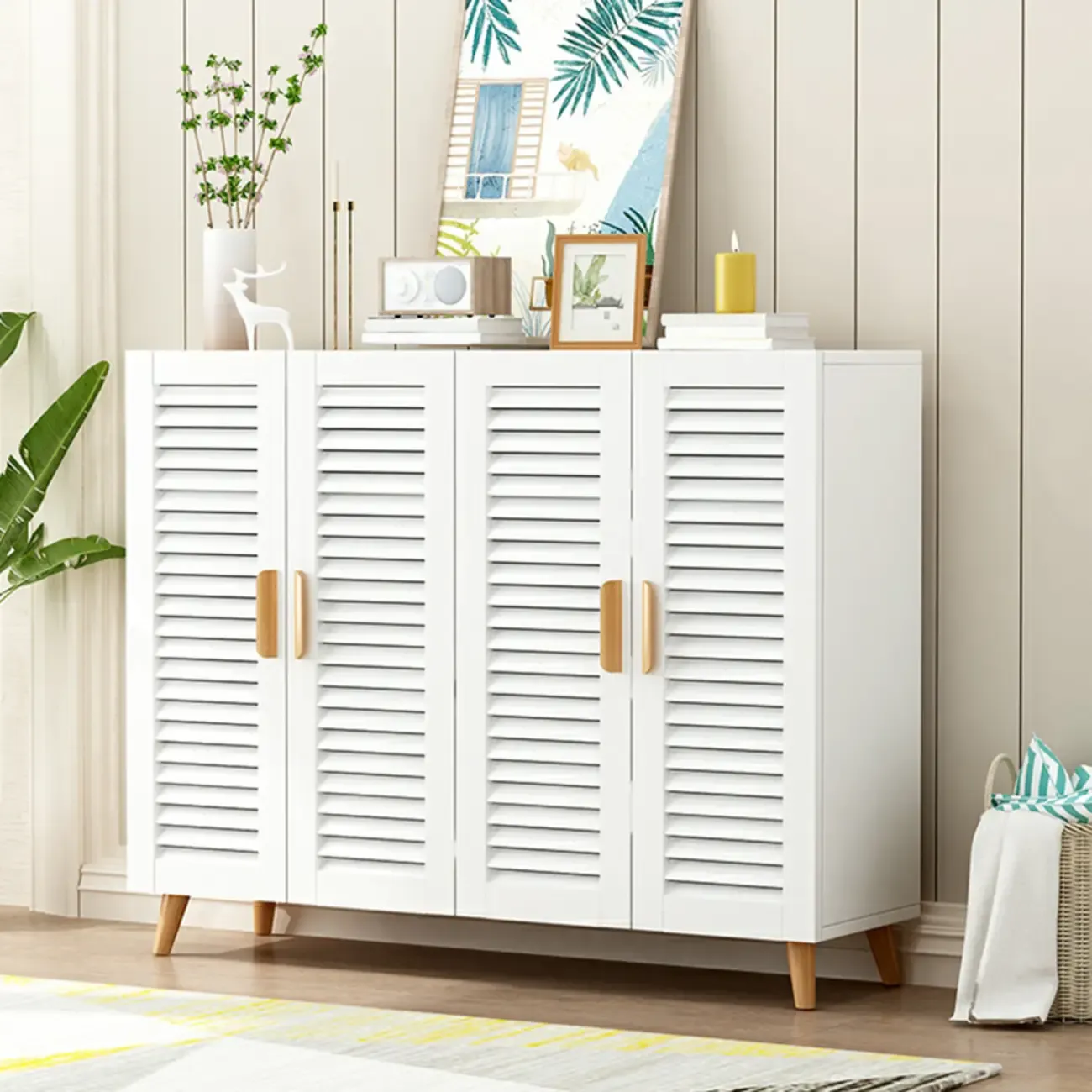 Modern Wooden Ventilated Storage Cabinet with Straight Legs Image - 6