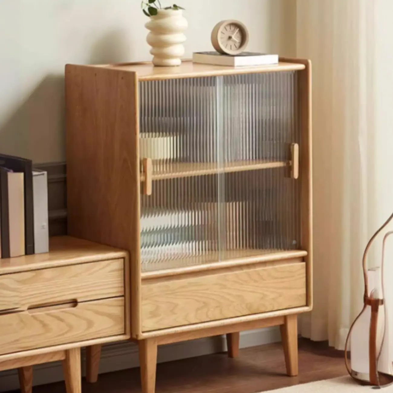 Scandinavian Solid Oak Storage Cabinet with Straight Legs Image - 5 | homeyfad