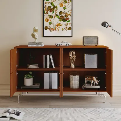 35.5" Modern Pine Black Storage Cabinet for Living Room  Image - 6