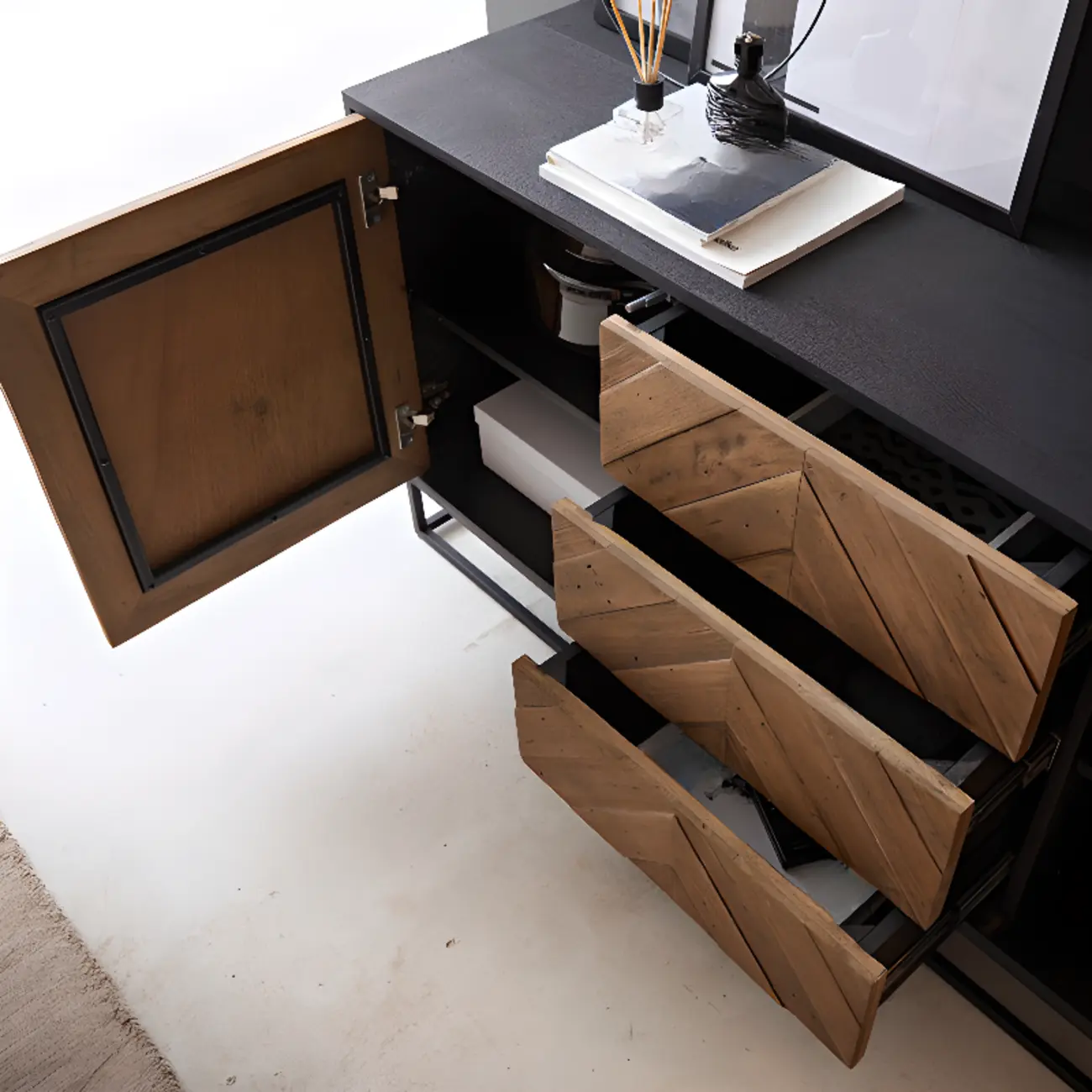 3 Drawers Modern Pine Storage Cabinet for Living Room #size