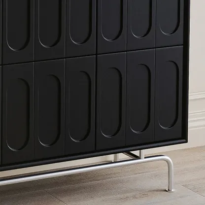 35.5" Modern Pine Black Storage Cabinet for Living Room  Image - 7