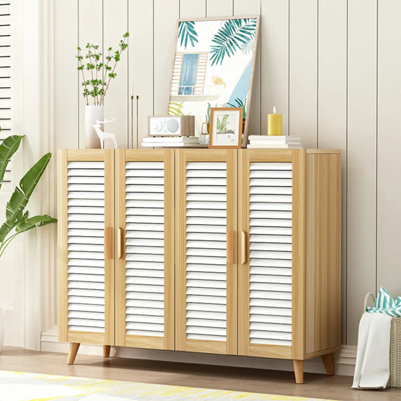 Modern Wooden Ventilated Storage Cabinet with Straight Legs Image - 10 | homeyfad