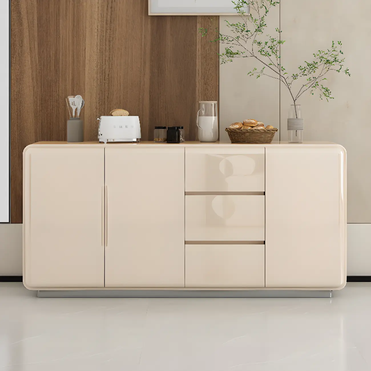 Scandinavian White Sideboard with Drawers & Cabinets Image - 6 | homeyfad