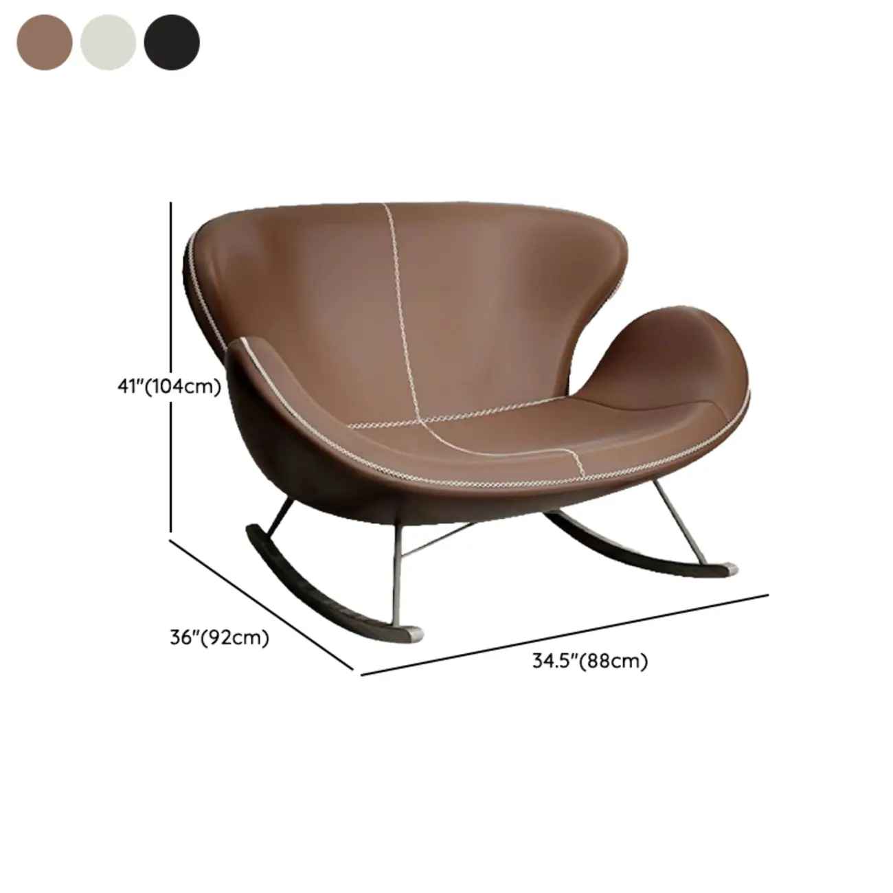 Round Arm Ergonomic Wingback Rocking Chair with Upholstered  #size | homeyfad