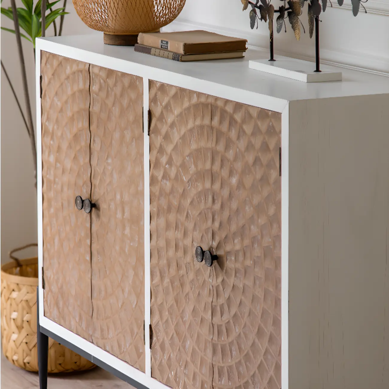 Rustic Freestanding Cabinet with Large Capacity & Iron Base Image - 10 | homeyfad