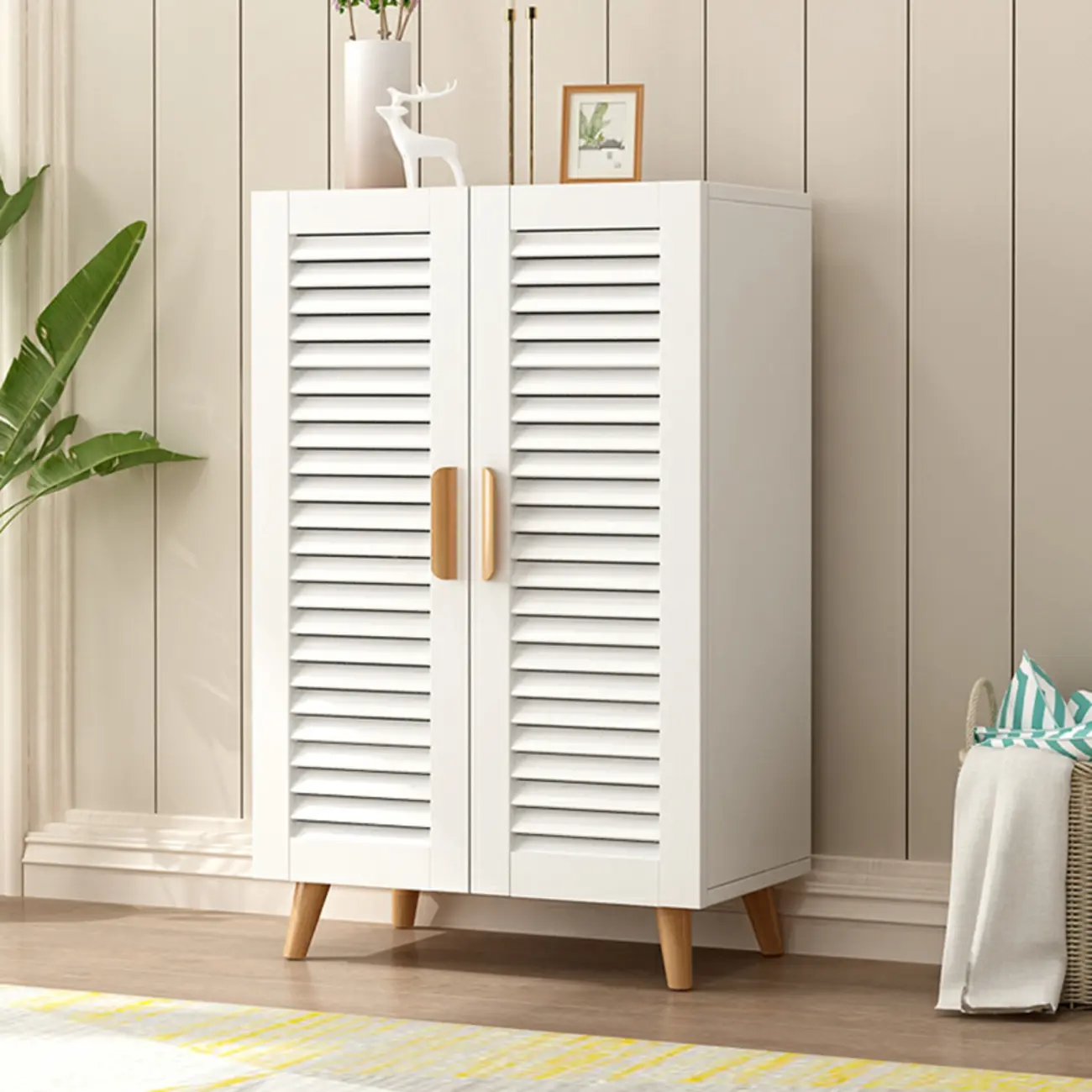 Modern Wooden Ventilated Storage Cabinet with Straight Legs Image - 12 | homeyfad