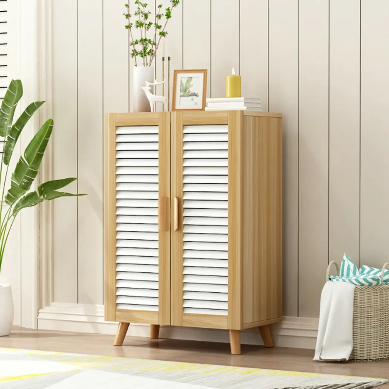 Modern Wooden Ventilated Storage Cabinet with Straight Legs Image - 13 | homeyfad