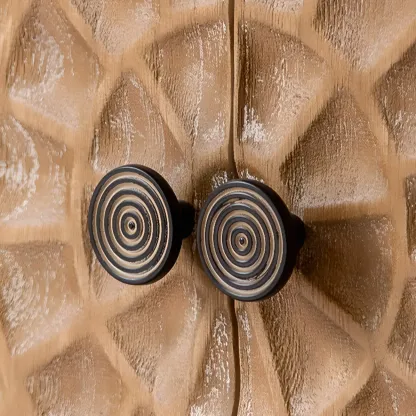 Rustic Freestanding Cabinet with Large Capacity & Iron Base Image - 11