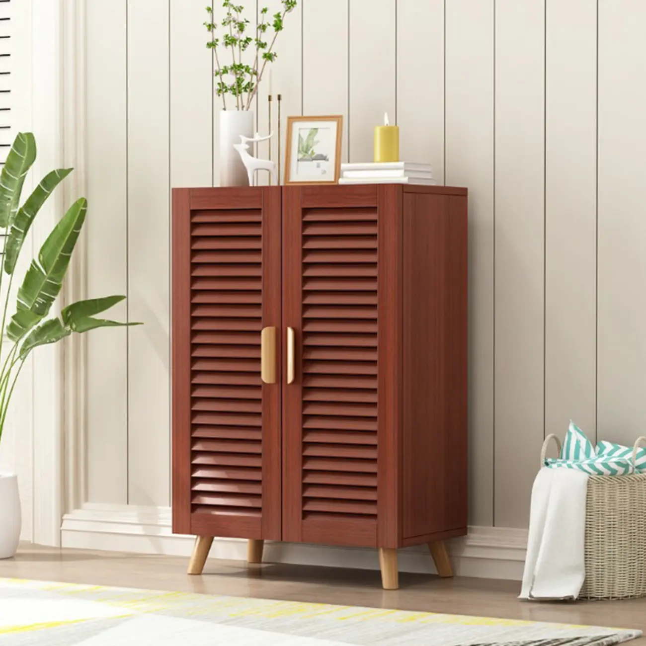 Modern Wooden Ventilated Storage Cabinet with Straight Legs Image - 14 | homeyfad