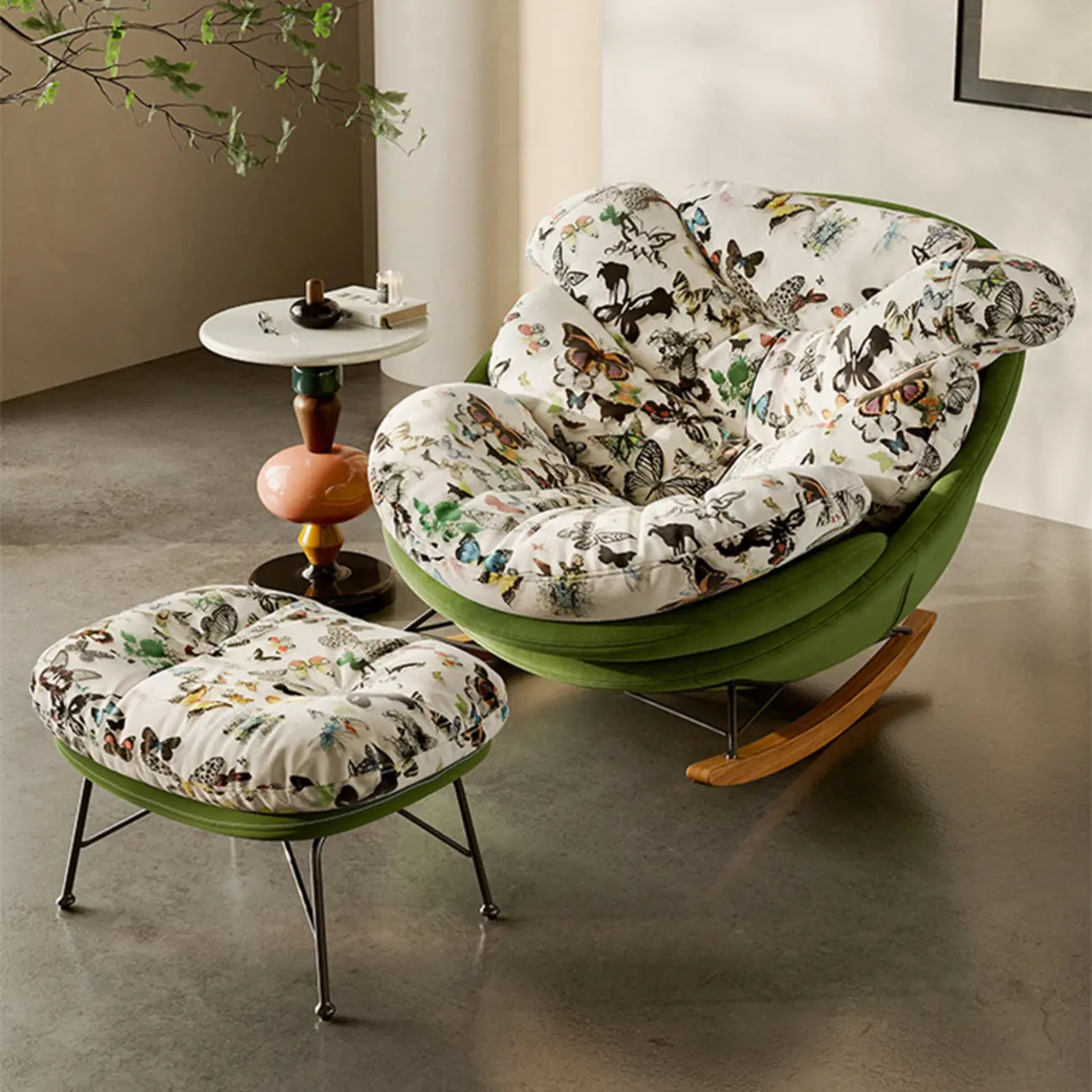 Modern Ergonomic Upholstered Rocking Chair Optional Ottoman Image - 1 | homeyfad