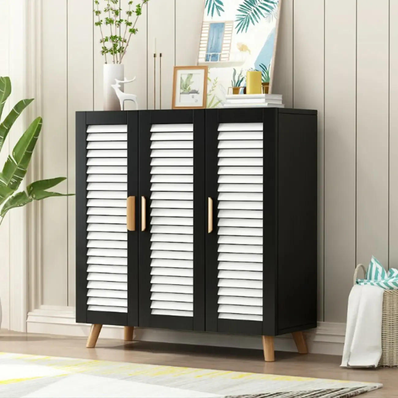 Modern Wooden Ventilated Storage Cabinet with Straight Legs Image - 15