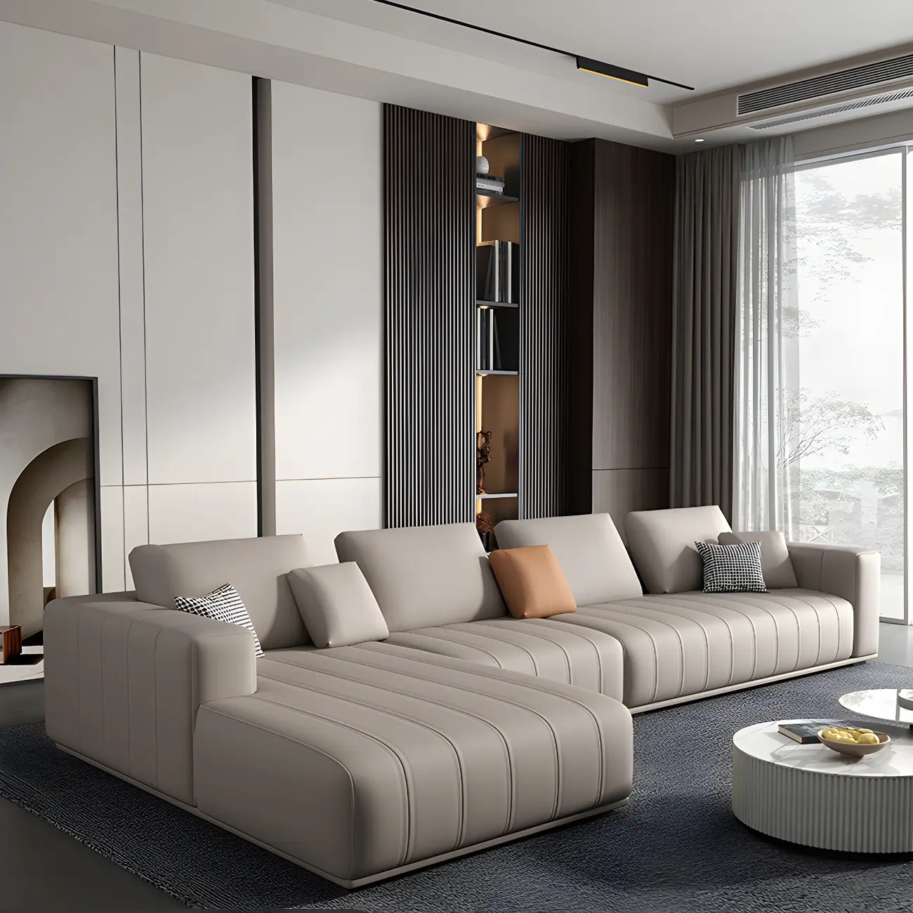 Scandinavian Yellow Faux Leather Sofa with Waterproof  Image - 2 | homeyfad