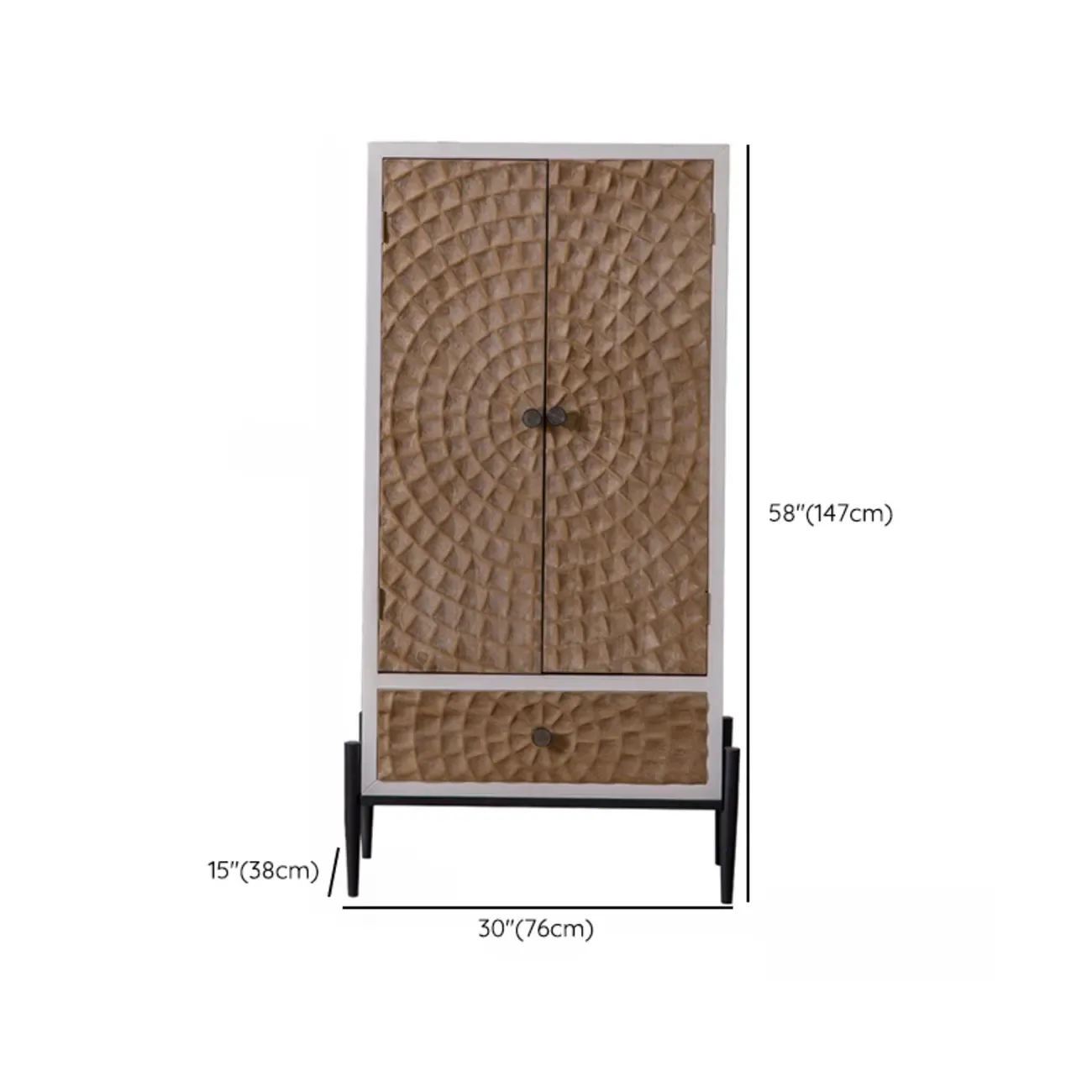 Rustic Freestanding Cabinet with Large Capacity & Iron Base #size