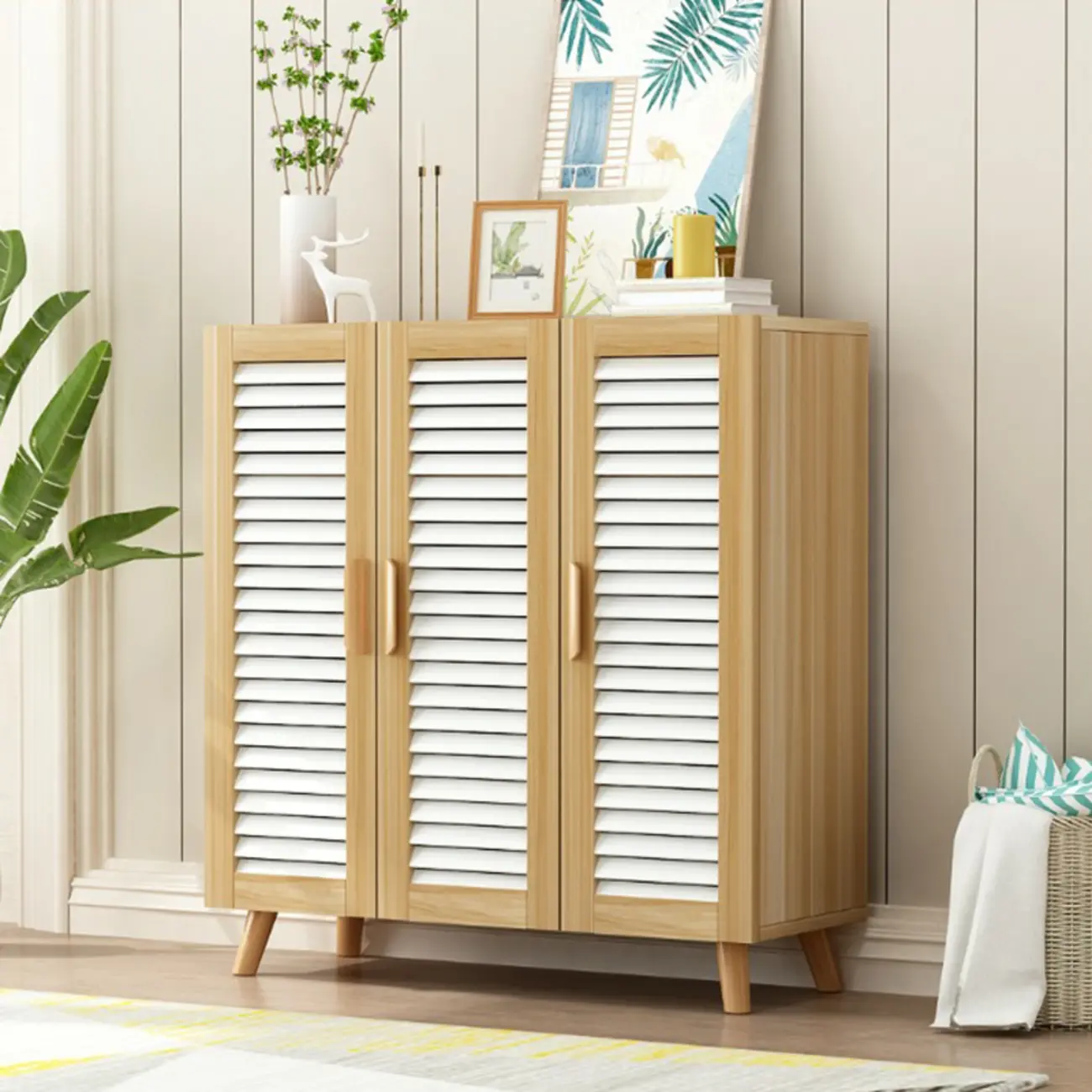Modern Wooden Ventilated Storage Cabinet with Straight Legs Image - 17 | homeyfad