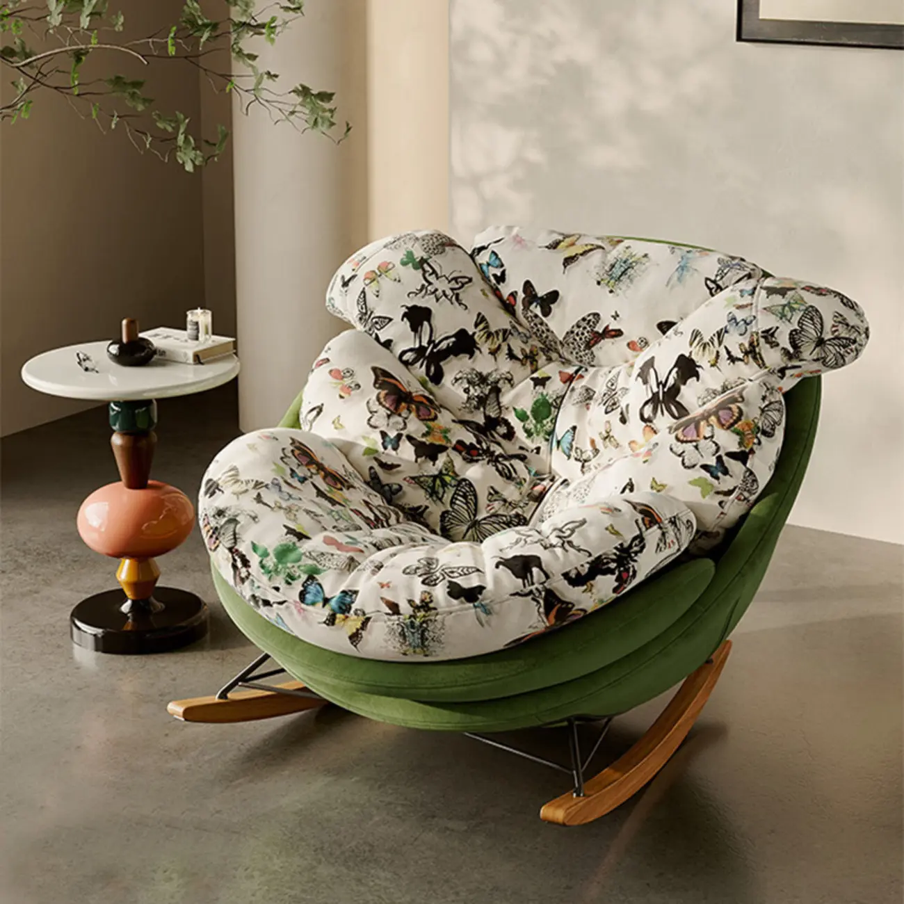 Modern Ergonomic Upholstered Rocking Chair Optional Ottoman Image - 3 | homeyfad