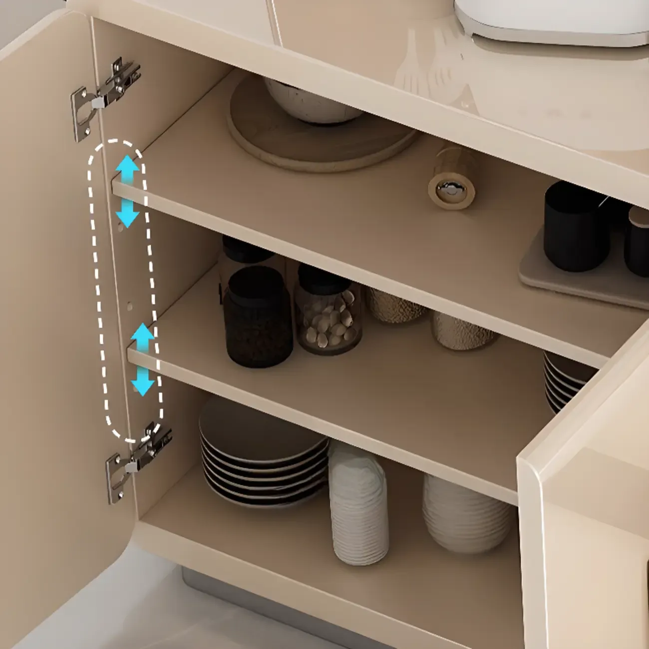 Scandinavian White Sideboard with Drawers & Cabinets Image - 13