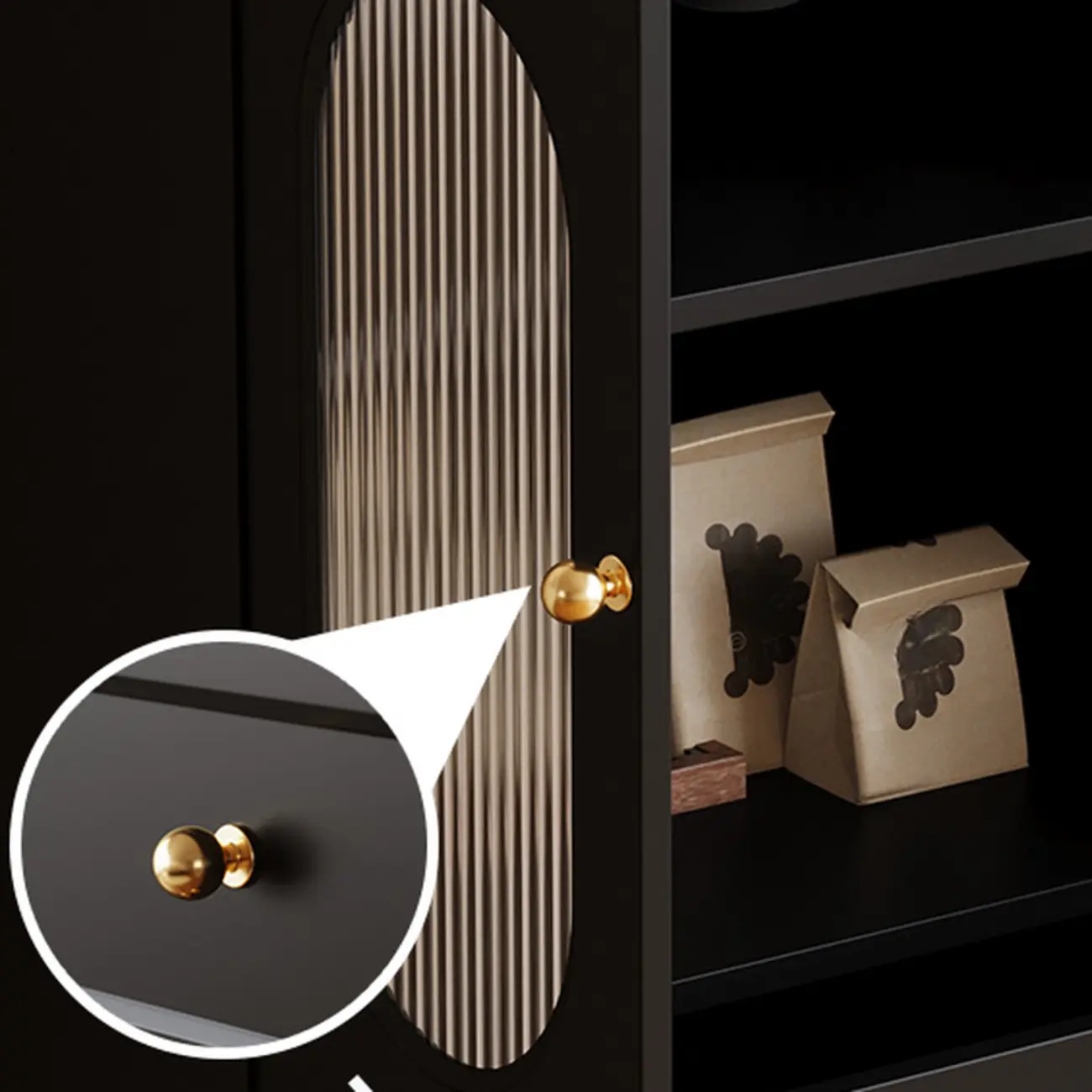 Elegant Black Wooden Accent Cabinet with Drawers & Doors Image - 7 | homeyfad