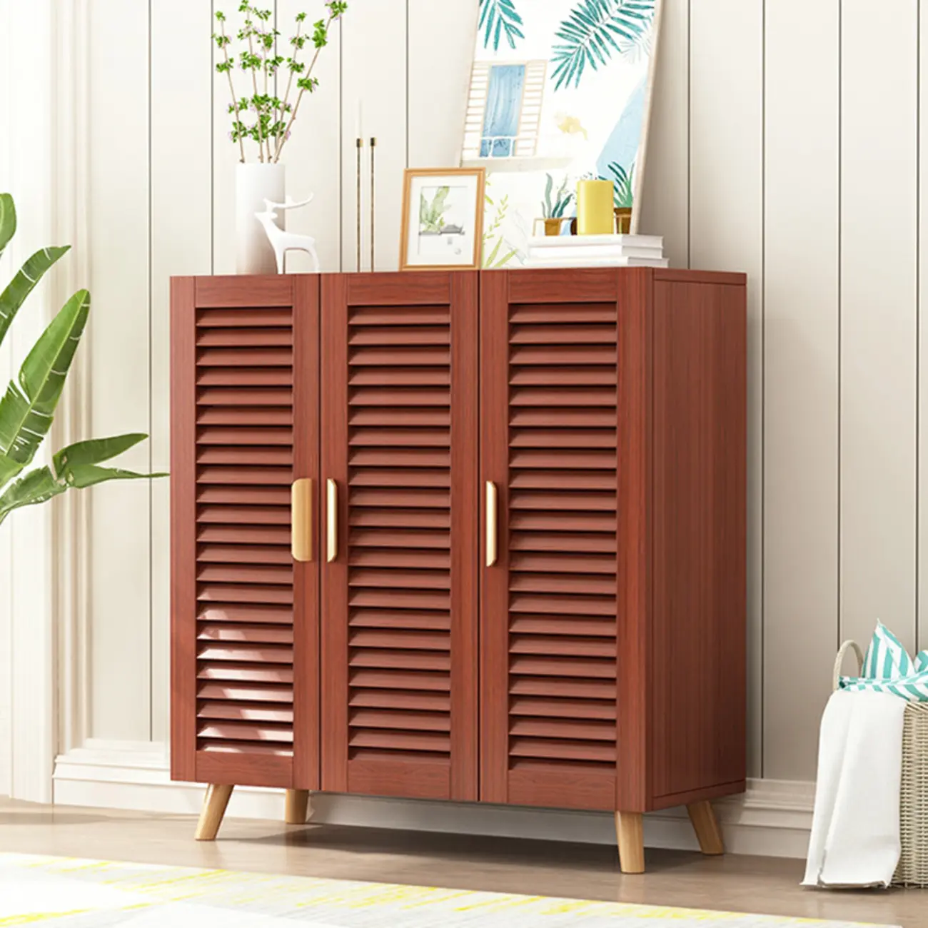 Modern Wooden Ventilated Storage Cabinet with Straight Legs Image - 18 | homeyfad