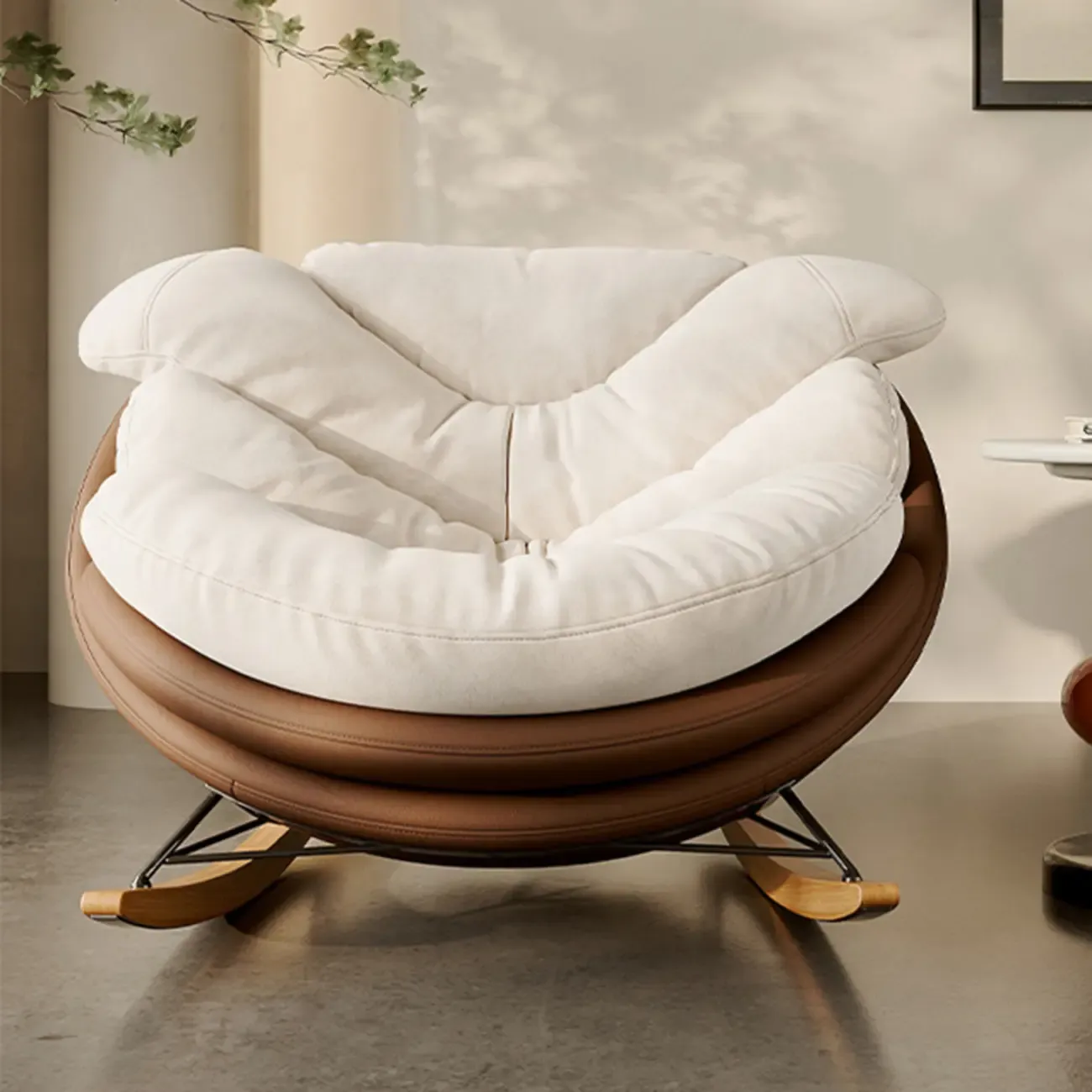 Modern Ergonomic Upholstered Rocking Chair Optional Ottoman Image - 4