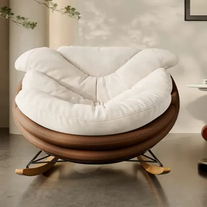 Modern Ergonomic Upholstered Rocking Chair Optional Ottoman Image - 4
