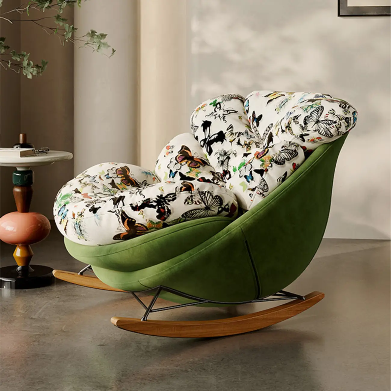 Modern Ergonomic Upholstered Rocking Chair Optional Ottoman Image - 5 | homeyfad