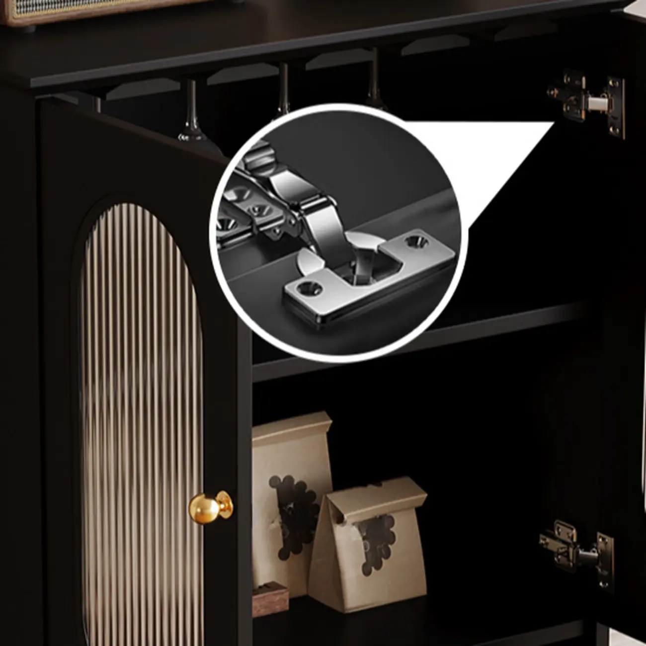 Elegant Black Wooden Accent Cabinet with Drawers & Doors Image - 9 | homeyfad