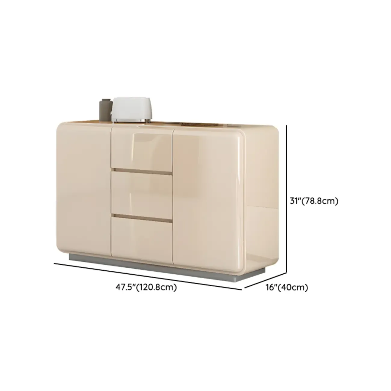 Scandinavian White Sideboard with Drawers & Cabinets #size