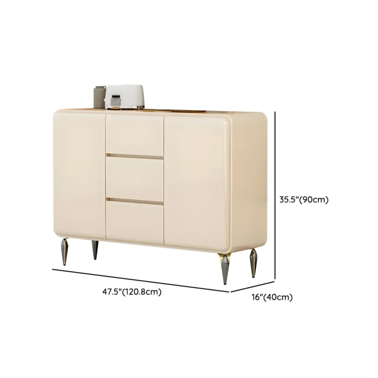 Scandinavian White Sideboard with Drawers & Cabinets Image - 16