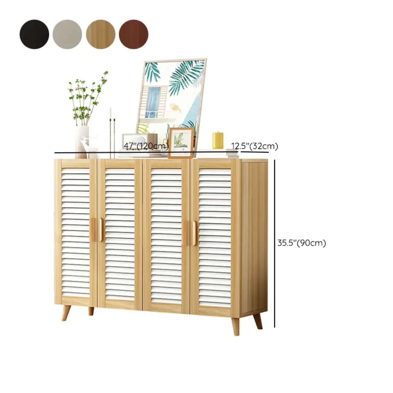Modern Wooden Ventilated Storage Cabinet with Straight Legs Image - 21