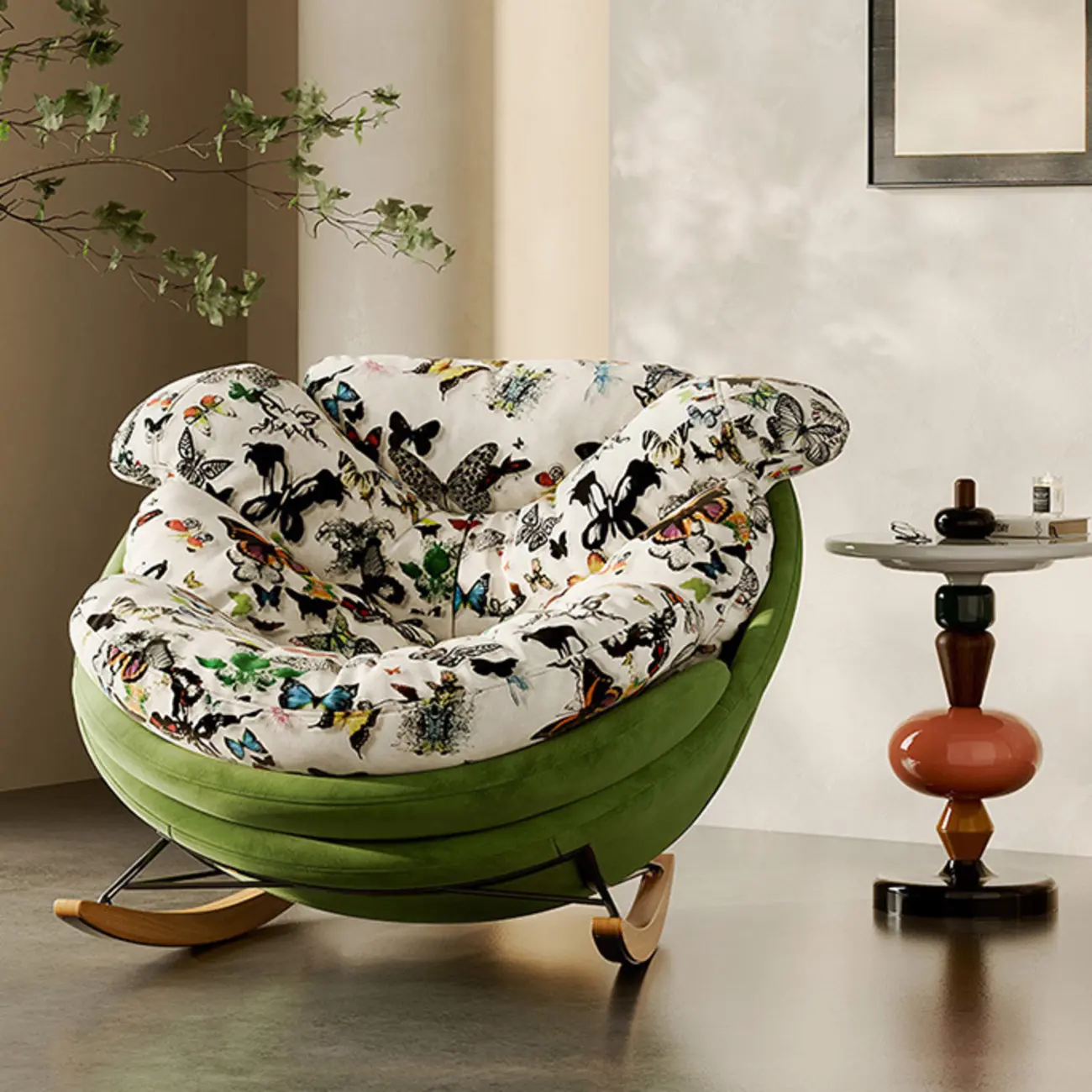 Modern Ergonomic Upholstered Rocking Chair Optional Ottoman Image - 7 | homeyfad