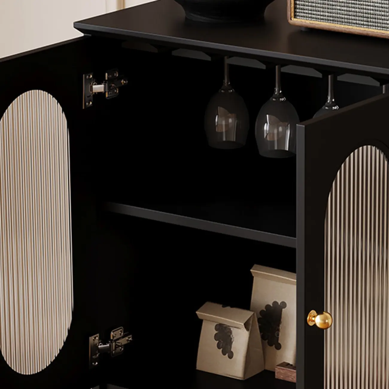 Elegant Black Wooden Accent Cabinet with Drawers & Doors Image - 11 | homeyfad