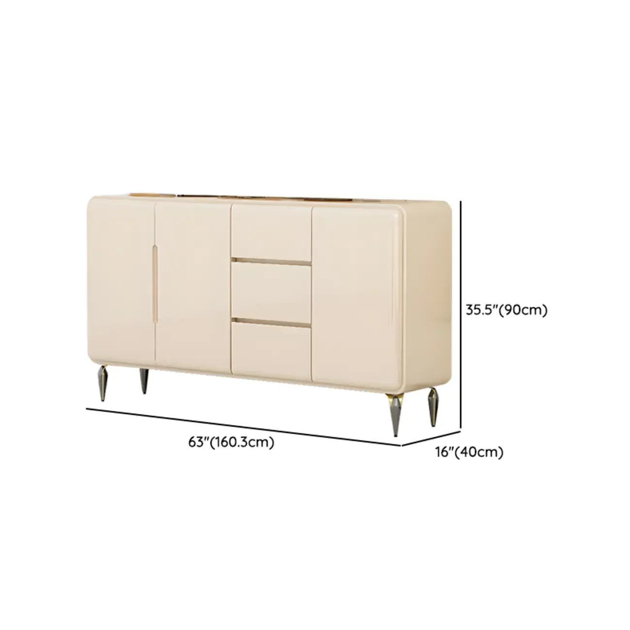 Scandinavian White Sideboard with Drawers & Cabinets Image - 20