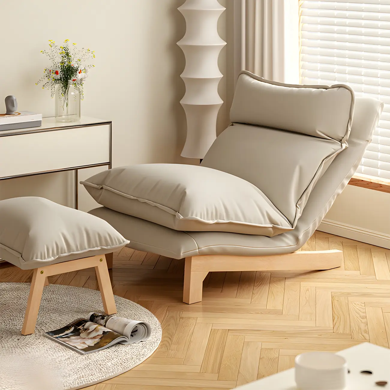 Ergonomic Modern Linen Recliner Chair with Ottoman Image - 1 | homeyfad