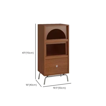 Modern Pine Storage Cabinet with Glass Door and Metal Base #size