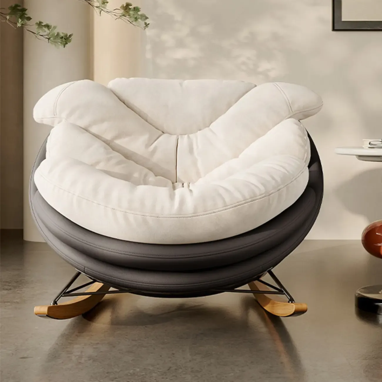 Modern Ergonomic Upholstered Rocking Chair Optional Ottoman - HomeyFad