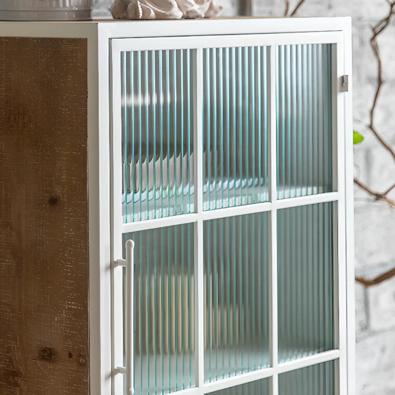 Bohemian White Accent Cabinet with Glass Door & Drawers Image - 6 | homeyfad