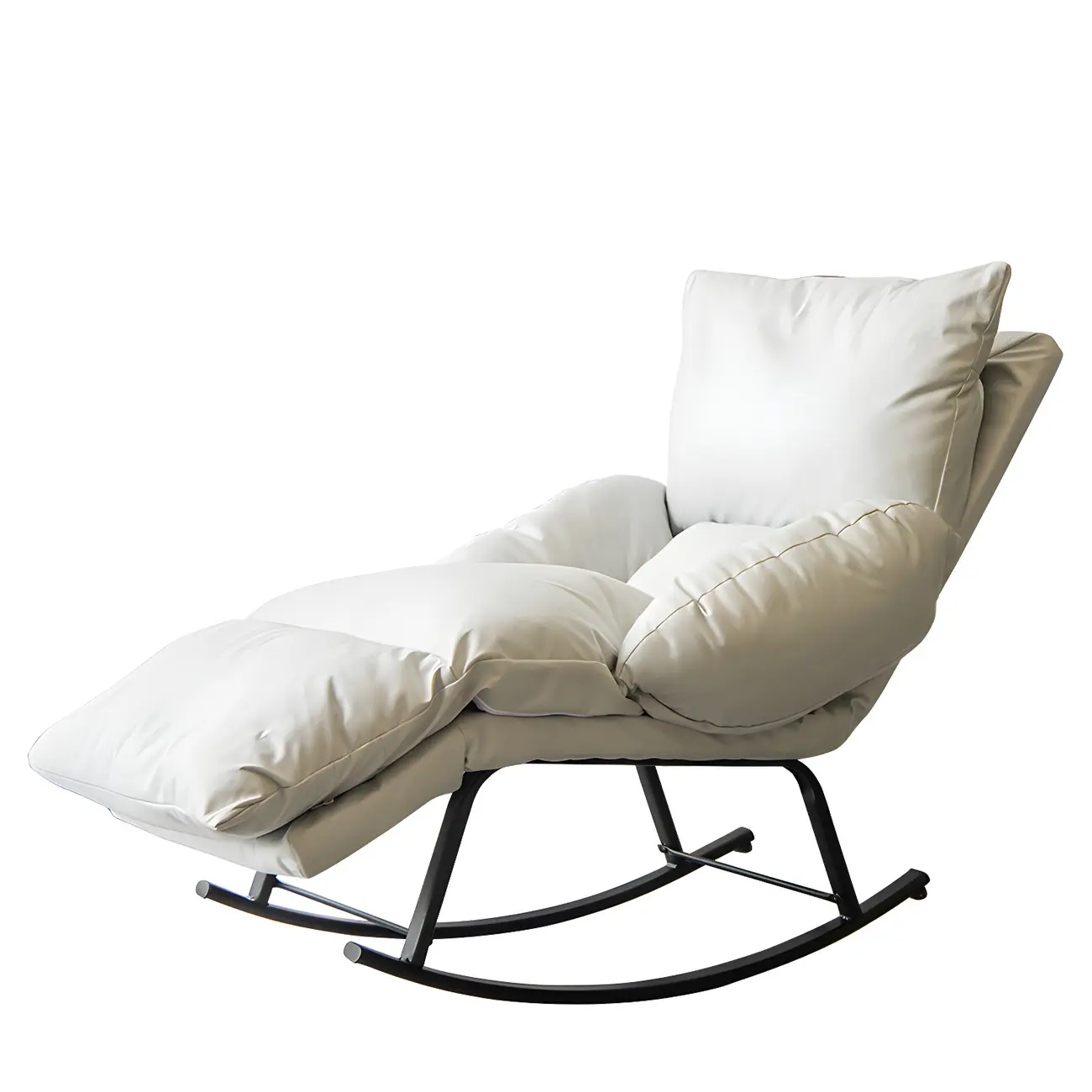 Modern Elegance Armless Metal Rocking Chair with Upholstered  Image - 2 | homeyfad
