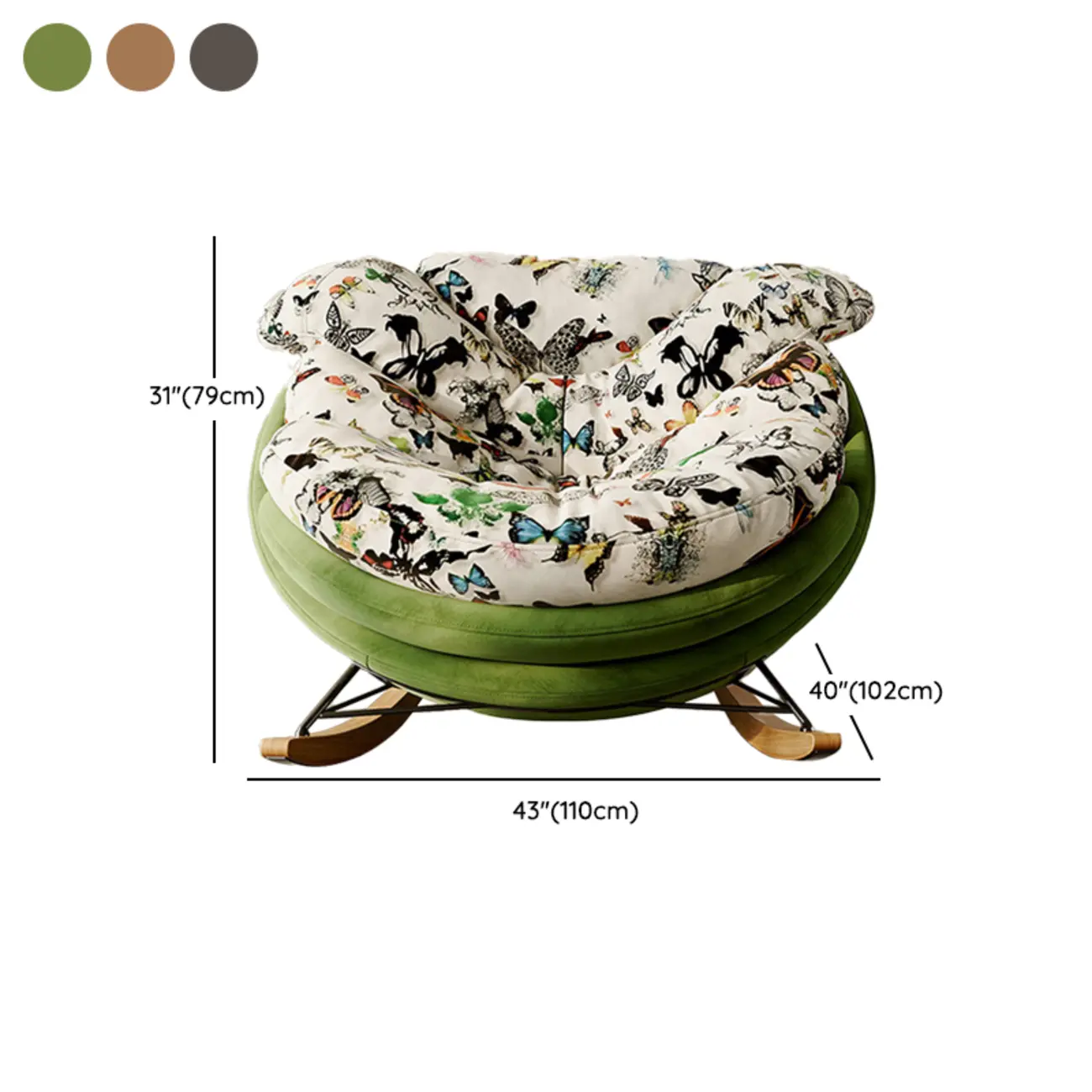 Modern Ergonomic Upholstered Rocking Chair Optional Ottoman #size | homeyfad