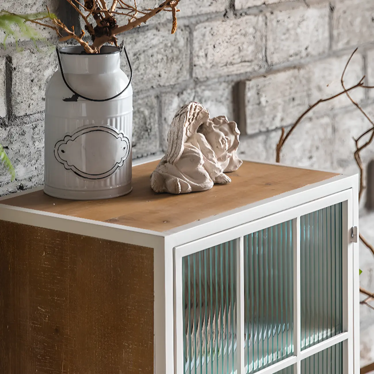 Bohemian White Accent Cabinet with Glass Door & Drawers Image - 10 | homeyfad