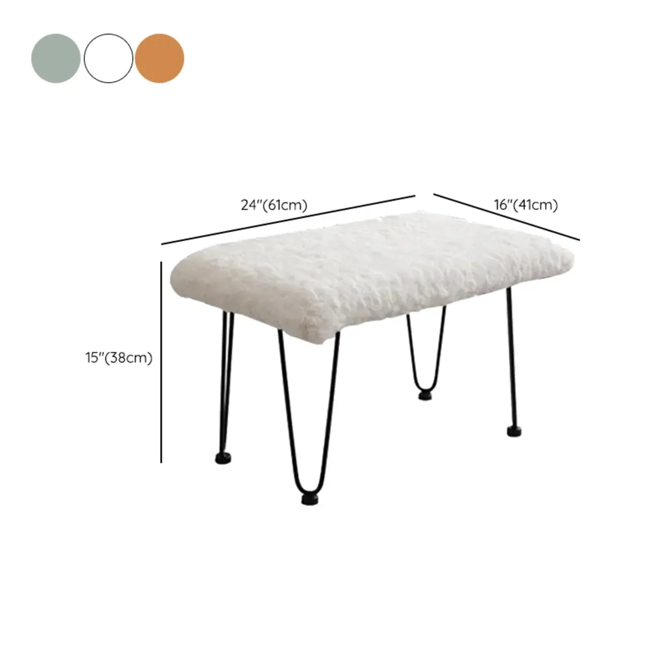 Modern Armless Upholstered Rocking Chair with Ottoman #size